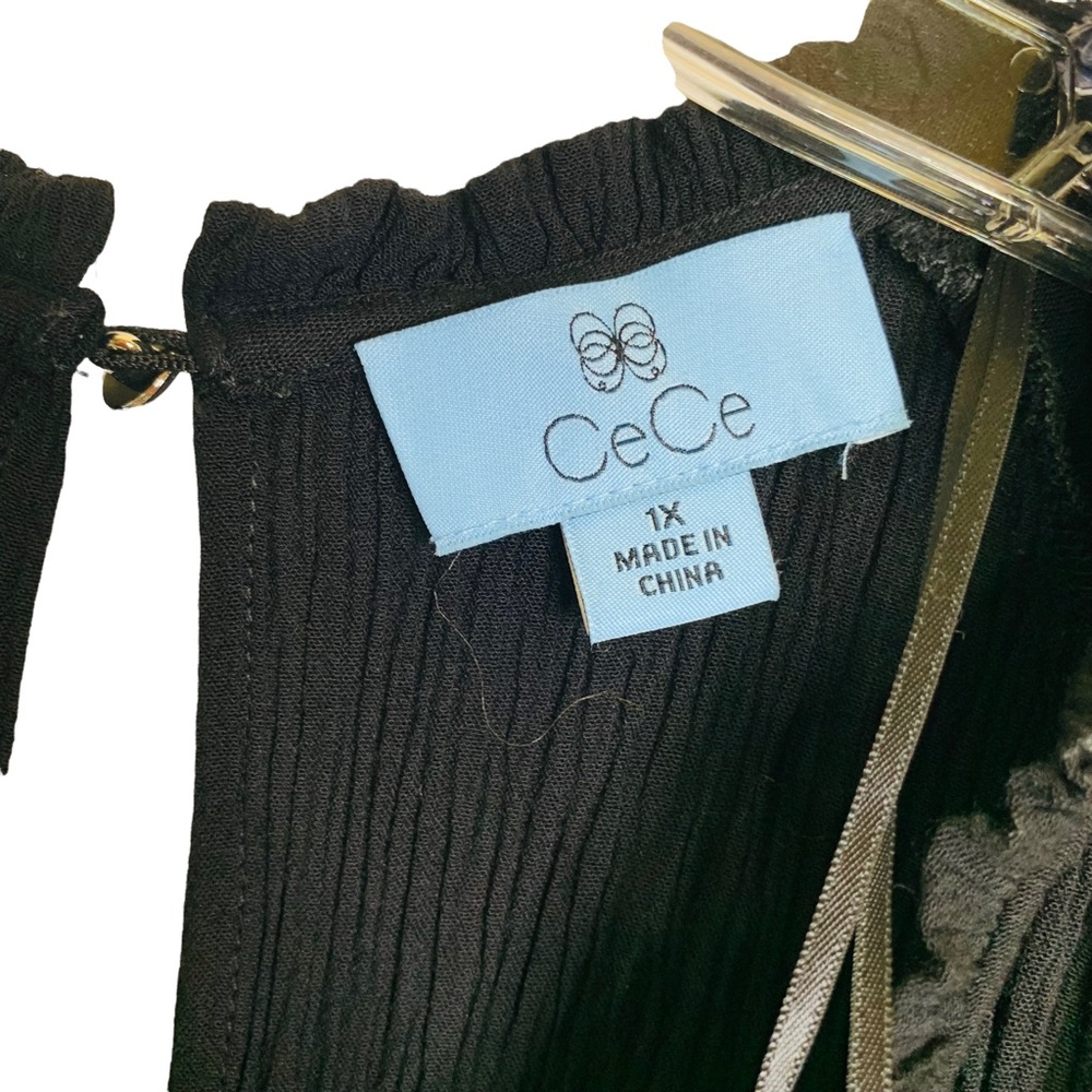 CeCe Crinkle Rayon Jumpsuit 1X Black 3135 - Picture 6 of 11